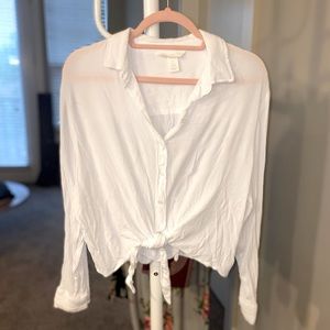 H&M White Crop Button-Up